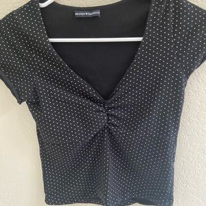 brandy melville black polkadot top